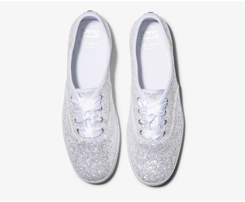 Keds Sneaker Damen Weiß - Kate Spade New York Champion Glitter - NCY-584921